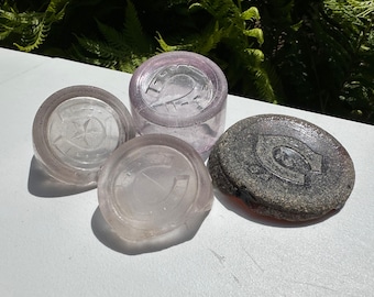Bases de botellas grandes de vidrio marino - Bases de botellas de vidrio de playa auténtico de calidad artesanal - Tarros de mermelada - Diseño de herradura y estrella