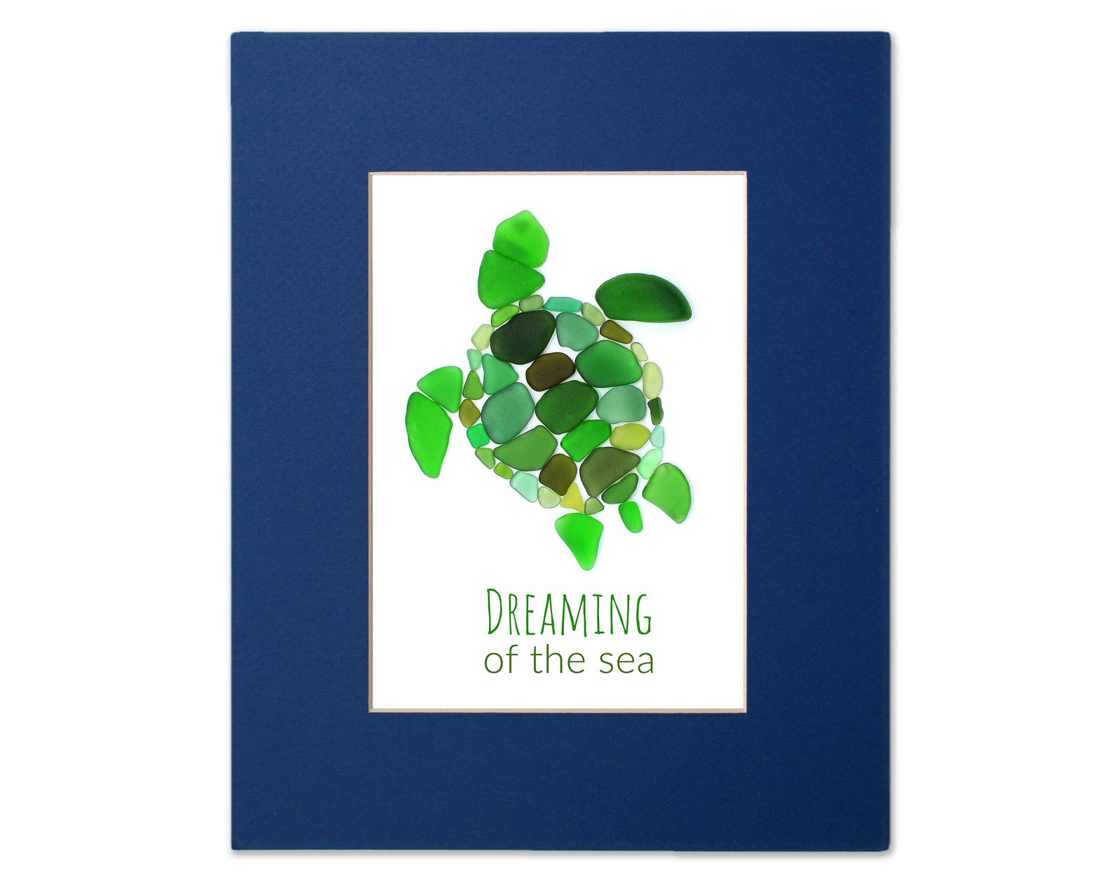 Sea Glass Sea Turtle Matted Print - "dreaming of the Sea" - Etsy