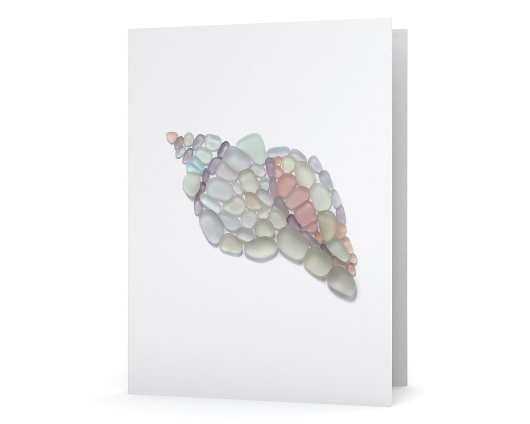Sea Glass Conch Shell Card - Seaglass Art Print, Blank Inside - Etsy