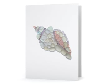 Sea Glass Conch Shell Card - Seaglass Art Print, Blank Inside