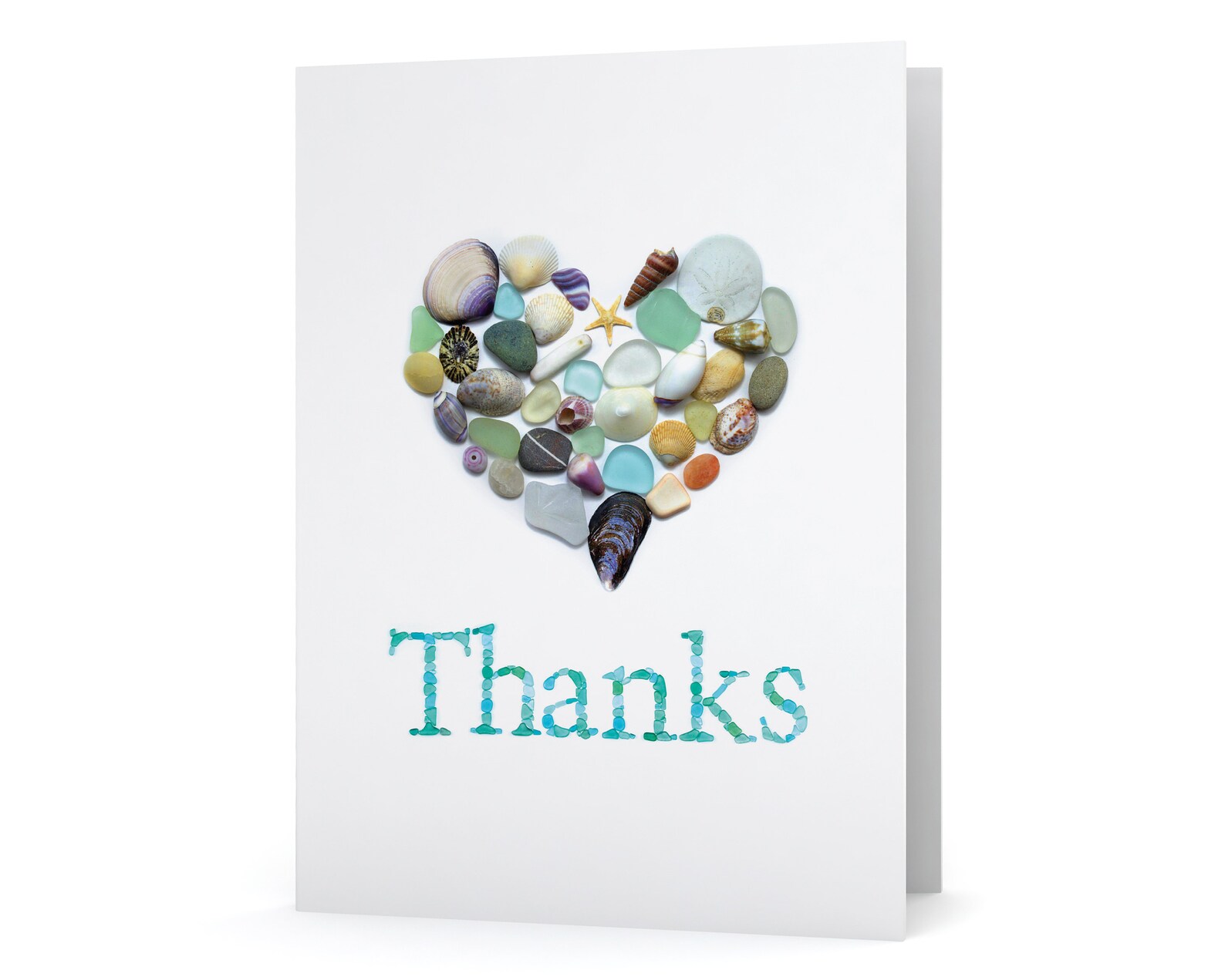 Ocean Treasures Heart Thanks Card - Seaglass Art Print, Blank Inside - Etsy
