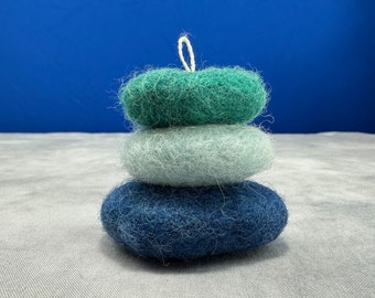 Felt Sea Glass Stack - Cute cairn made from colorful wool felt "beach glass" pieces - Christmas Ornament, Gift Decoration, Sun Catcher