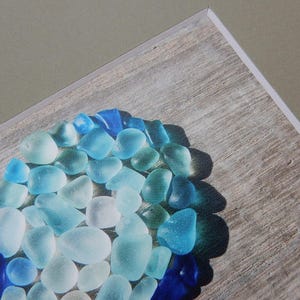 Blue Sea Glass Heart With Wave - Seaglass Art Matted Print - Etsy