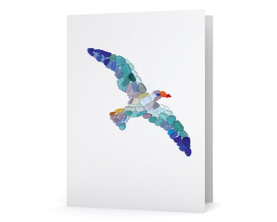 Sea Glass Albatross Card - Seaglass Art Print, Blank Inside - Etsy
