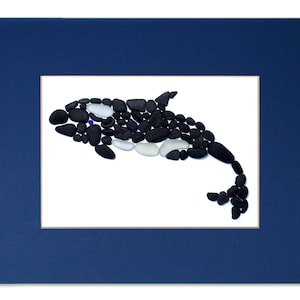 Sea Glass Orca - Seaglass Art Mosaic Killer Whale Matted Print