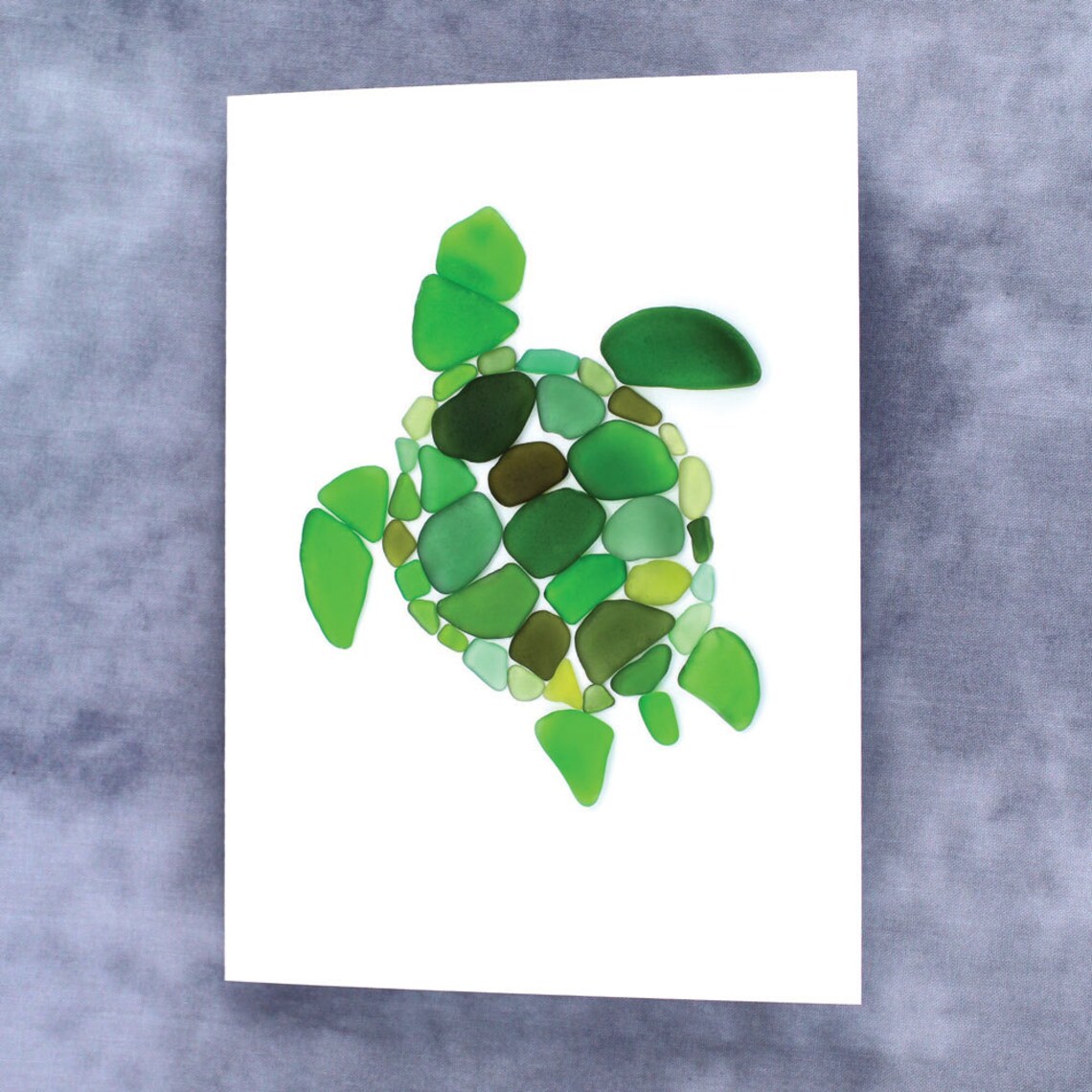 Sea Glass Sea Turtle Card - Seaglass Art Print, Blank Inside - Etsy