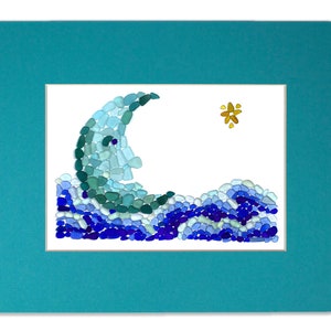 Sea Glass Moon in a Sea of Clouds - Seaglass Art Matted Print - Etsy