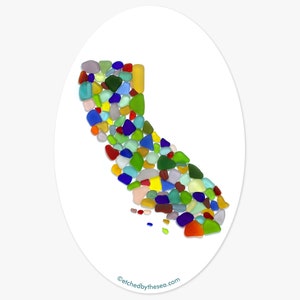 Sea Glass California Map Laptop- oder Autoaufkleber
