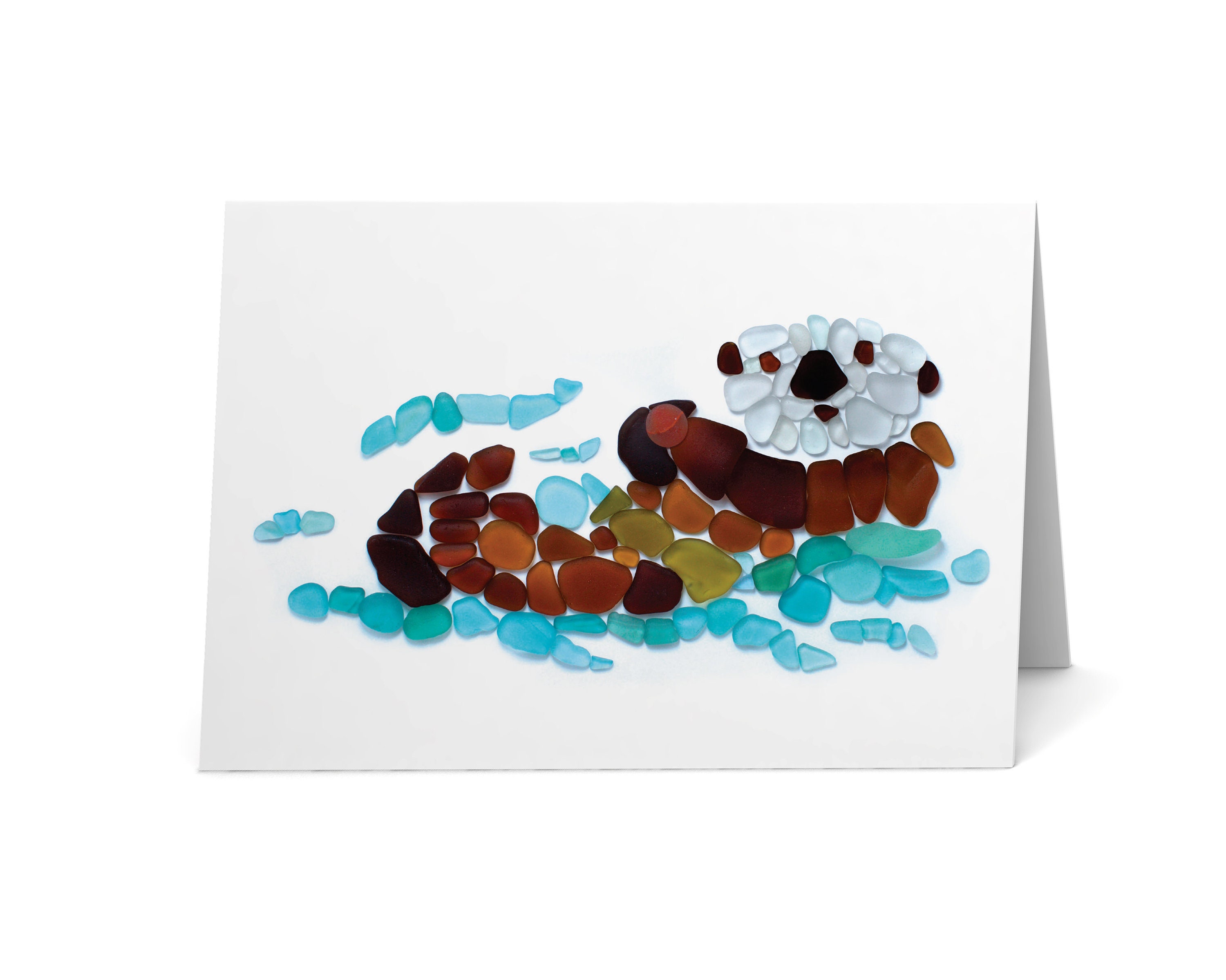 Sea Glass Sea Otter Card - Seaglass Art Print, Blank Inside - Etsy