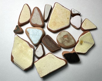 Terra Cotta Beach Tiles - 17 pieces of genuine sea pottery tiles