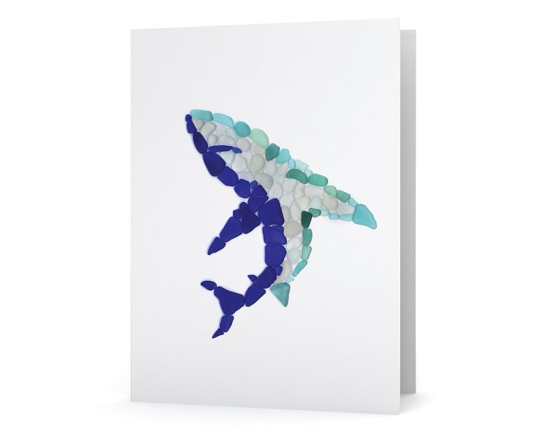 Sea Glass Shark Card - Seaglass Art Print, Blank Inside - Etsy