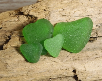 4 Sea Glass Hearts - Genuine heart-shaped sea glass pieces