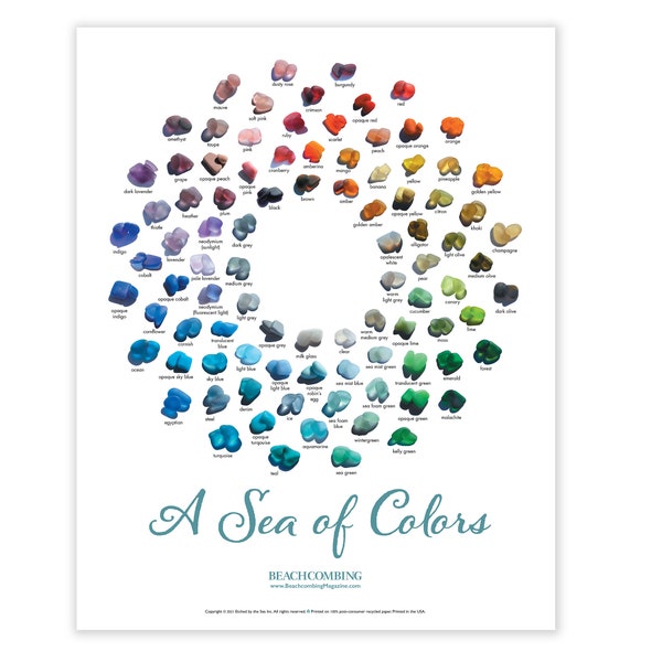 A Sea of Colors Poster - Color Chart of Sea and Beach Glass