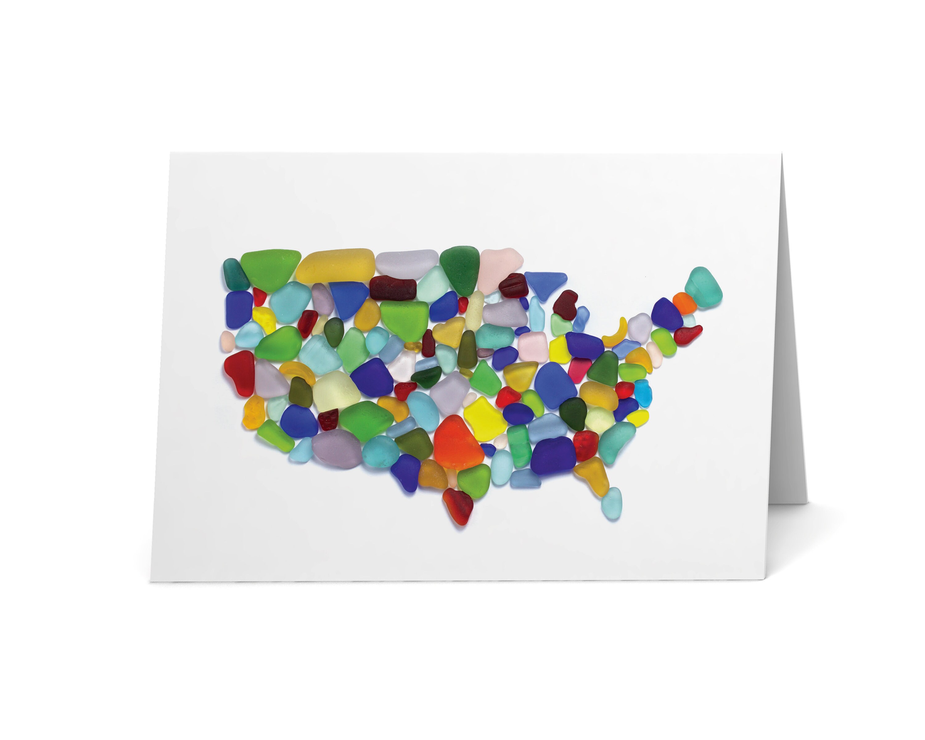 Sea Glass United States Map Card - Seaglass Art Print, Blank Inside - Etsy