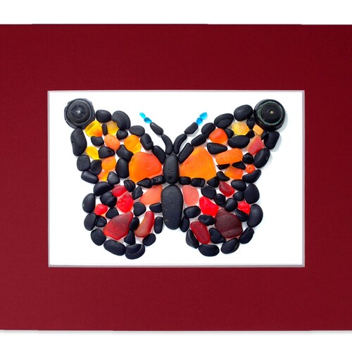 Sea Glass Rainbow Cat Seaglass Art Mosaic Matted Print Etsy