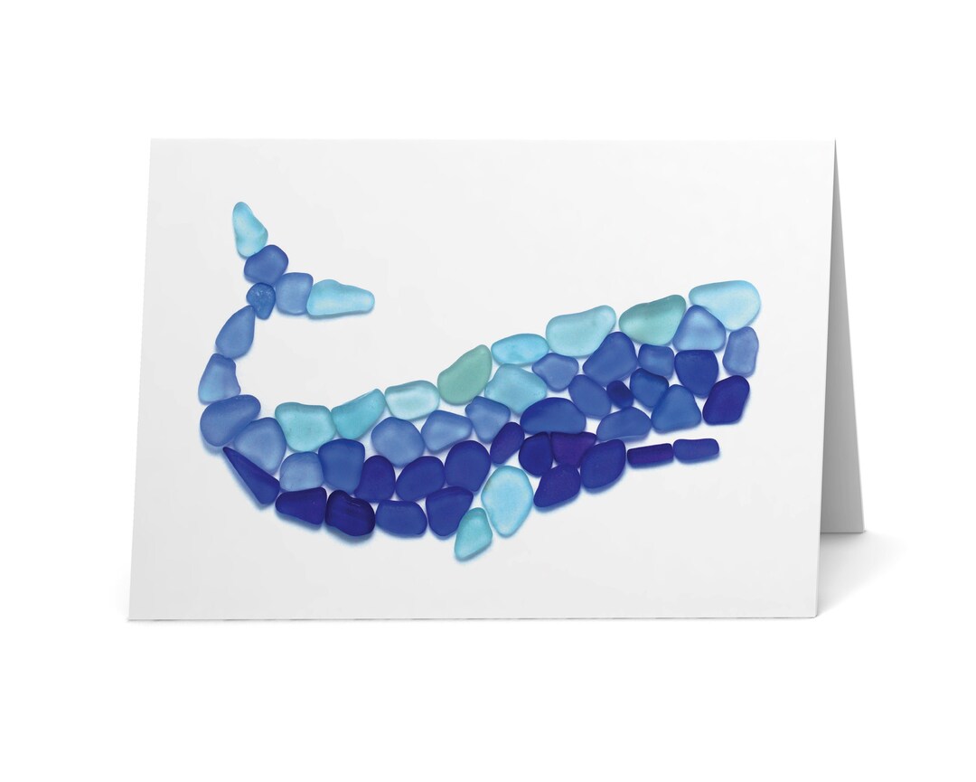Sea Glass Sperm Whale Card - Seaglass Art Print, Blank Inside - Etsy