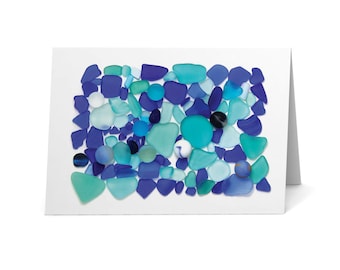 Blue Sea Glass Card - Seaglass Art Print, Blank Inside