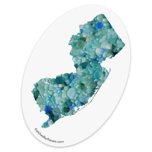Sea Glass New Jersey Map Aufkleber - Laptop- oder Autoaufkleber