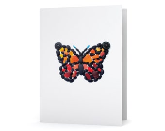 Sea Glass Art Monarch Butterly Card - Seaglass Art Print, Blank Inside