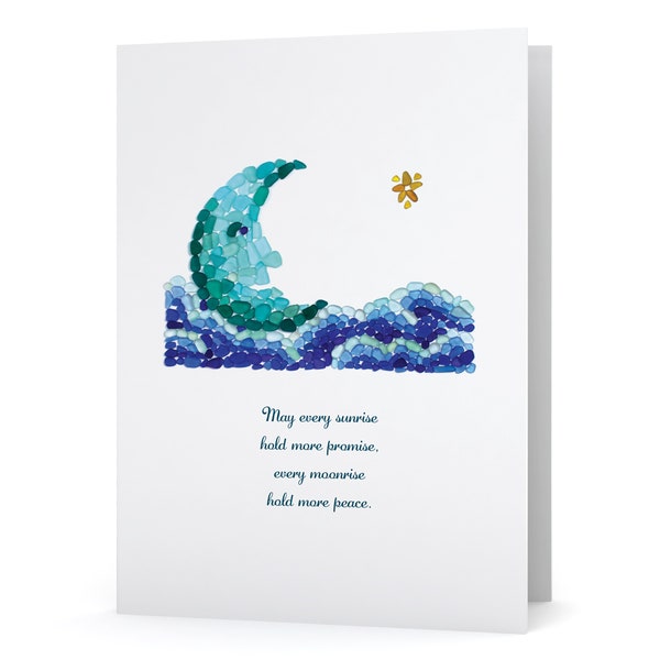 Sea Glass Moonrise Sympathy Card "May every sunrise hold more promise, every moonrise hold more peace"