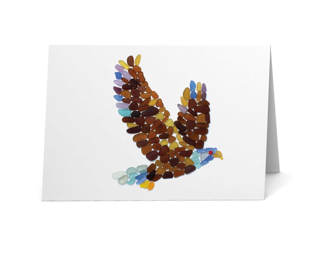 Sea Glass Bald Eagle Card - Seaglass Art Print, Blank Inside - Etsy