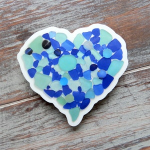 Sea Glass Heart Sticker -  Die-cut Laptop Sticker