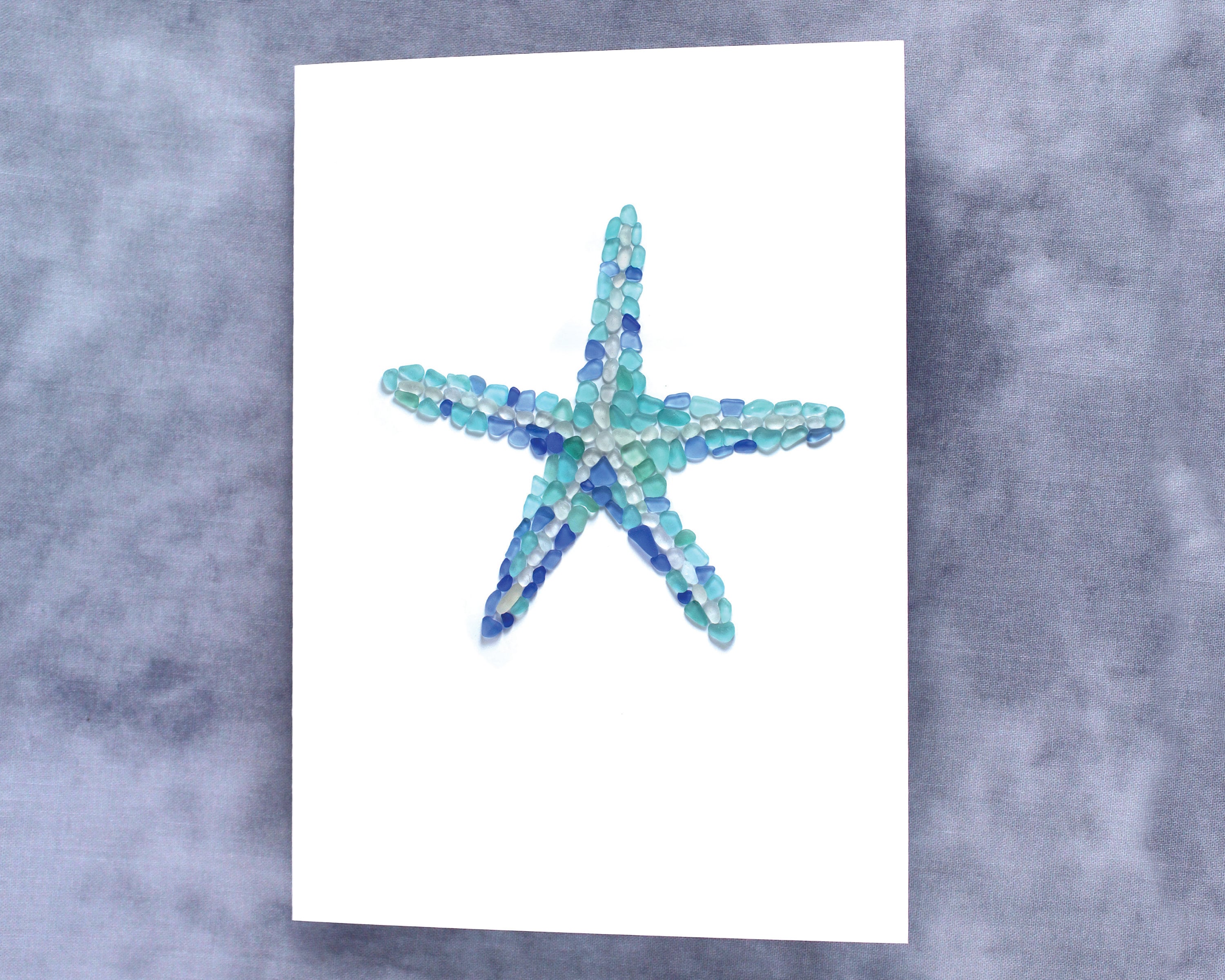 Sea Glass Starfish Card - Seaglass Art Print, Blank Inside - Etsy