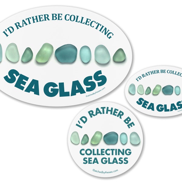 I'd Rather Be Collecting Sea Glass Laptop or Bumper Sticker - Turquoise