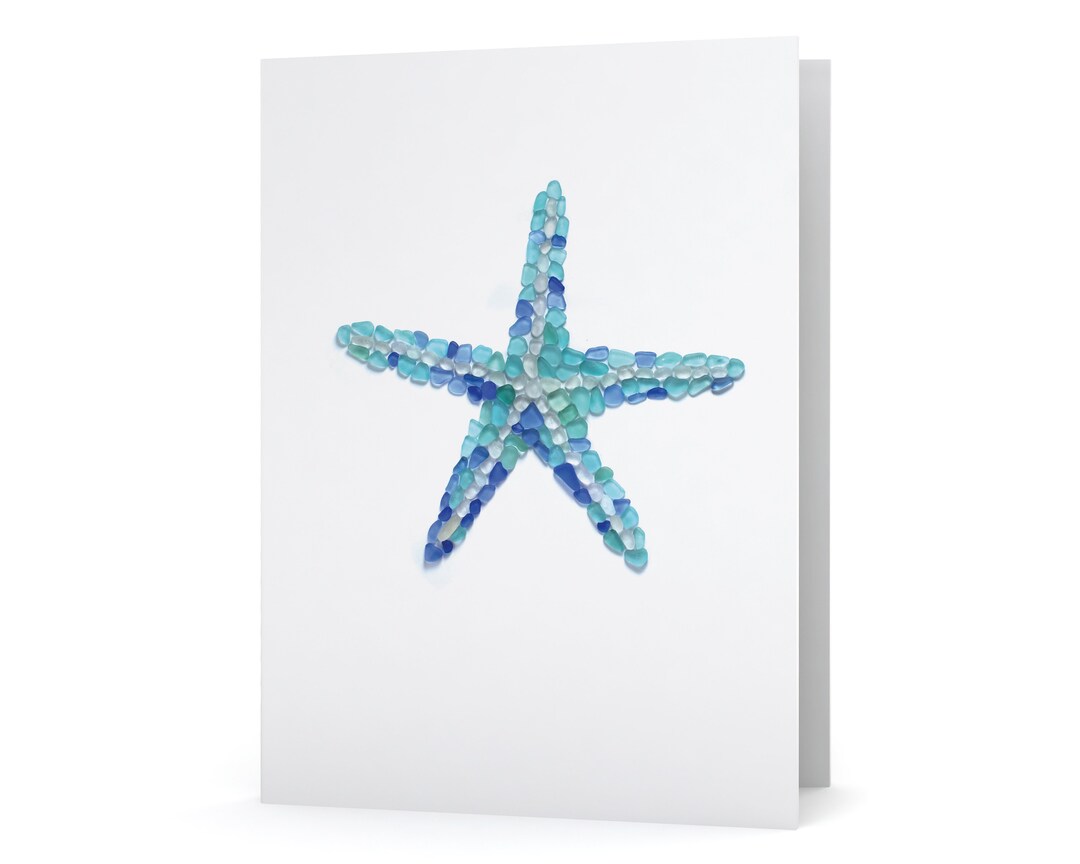 Sea Glass Starfish Card - Seaglass Art Print, Blank Inside - Etsy