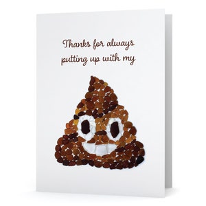 Sea Glass Poop Emoji Print Card Thanks for Always Putting Up with My... Seaglass Art Mosaic Print Great to show your appreciation image 1