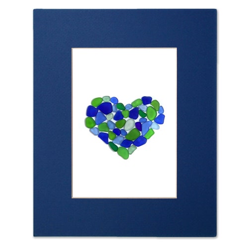 Sea Glass Rainbow Cat Seaglass Art Mosaic Matted Print Etsy