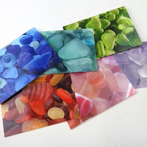 Cartes postales couleurs verre de mer - Lot de 6