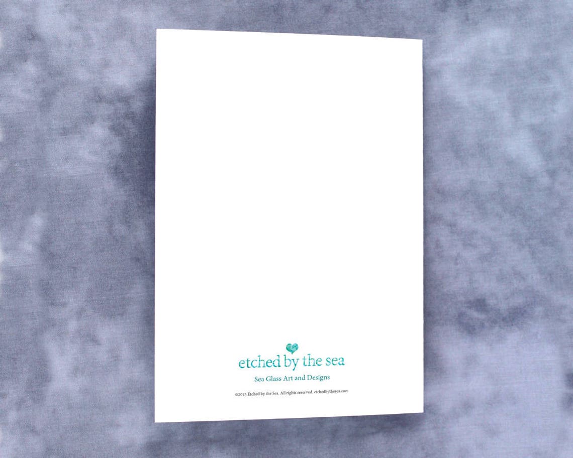 Sea Glass Sea Turtle Card - Seaglass Art Print, Blank Inside - Etsy