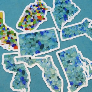 Sea Glass Map Sticker - Die gestanzte Laptop- oder Autoaufkleber