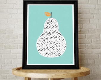 Nursery Art, Pear, Kids Room, Contemporary Art, Wall Art, Kids Wall Art, Interior Art, Illustration, Fruit, Scandinavian, Scandi Style