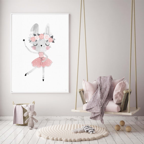 Baby Bunny Nursery Art Bunny Ballerina Girls Room Nursery Etsy