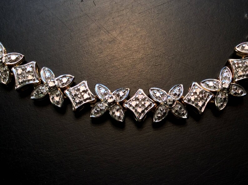 Ladies Diamond Bracelet Sterling Silver TECHNIBOND Diamond Accent Flower Bracelet