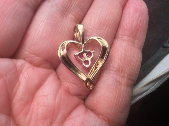 Designer Ross Simons Ruby Heart Two Tone Gold Ver… - image 2