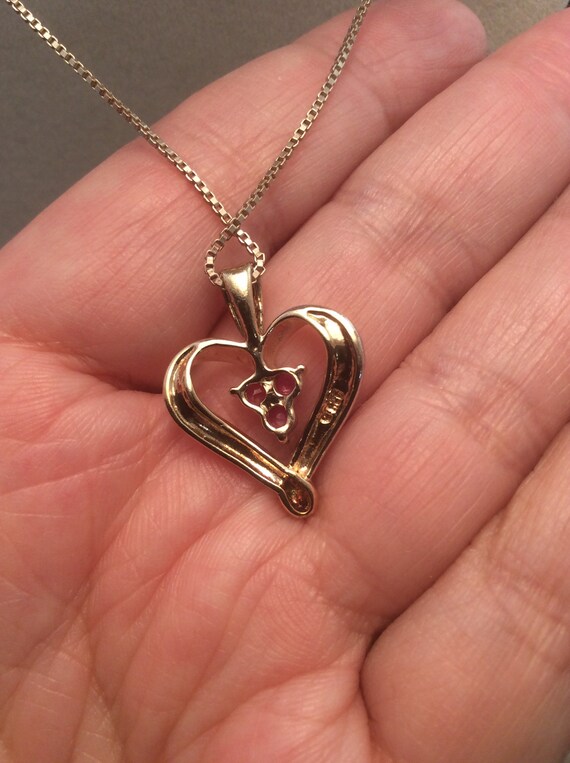 Designer Ross Simons Ruby Heart Two Tone Gold Ver… - image 4