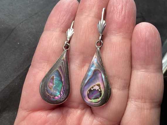 Vintage Mexico Sterling Silver Abalone Tear Drop … - image 3