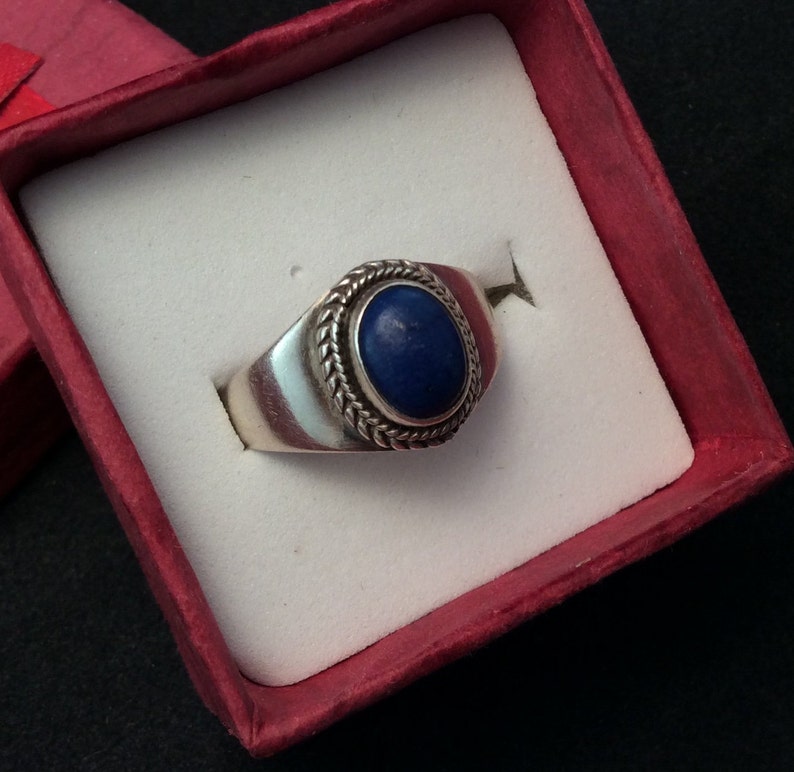 Vintage Lapis Lazuli Braided Ring Pretty Southwestern Sterling Silver Lapis Lazuli Braided Ring