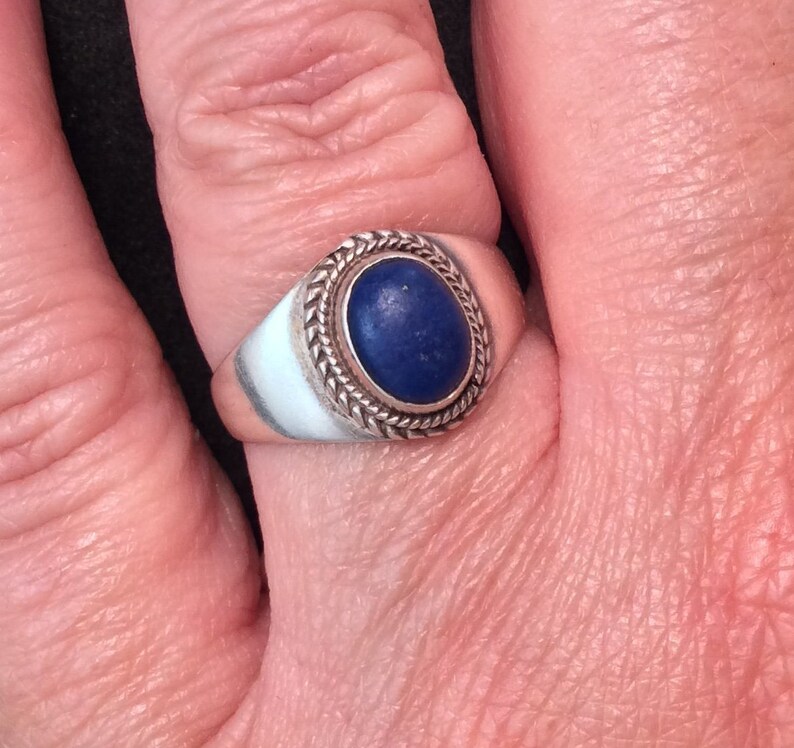 Vintage Lapis Lazuli Braided Ring Pretty Southwestern Sterling Silver Lapis Lazuli Braided Ring