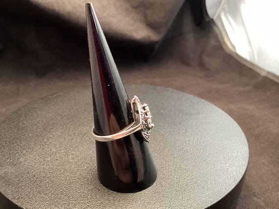 Pretty Sterling Silver Statement Ring Signed CW w… - image 5