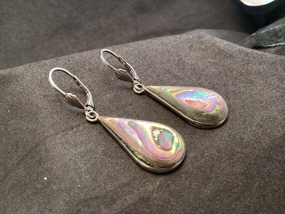 Vintage Mexico Sterling Silver Abalone Tear Drop … - image 4