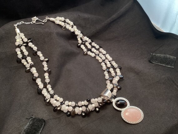 Beautiful Mine Finds By Jay King DTR Rose Quartz and Smoky Quartz Beaded Necklace