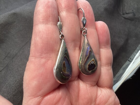 Vintage Mexico Sterling Silver Abalone Tear Drop … - image 2