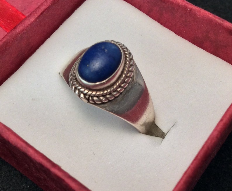 Vintage Lapis Lazuli Braided Ring Pretty Southwestern Sterling Silver Lapis Lazuli Braided Ring