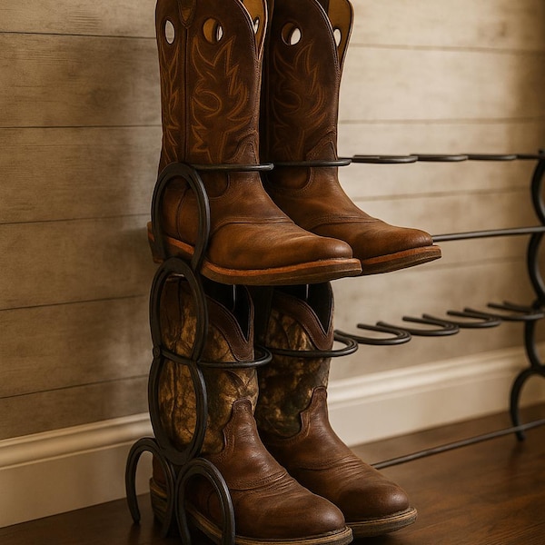Horseshoe Boot Rack: 6-Pair Two-Tier Storage