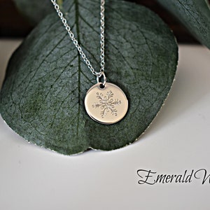 Snowflake Necklace, Dainty Necklace, Silver Snowflake Necklace, Stamped Jewelry, Hand Stamped Necklace, Gifts for Woman