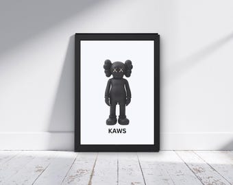 Black KAWS Figure Print, Minimalist Hypebeast Wall Art